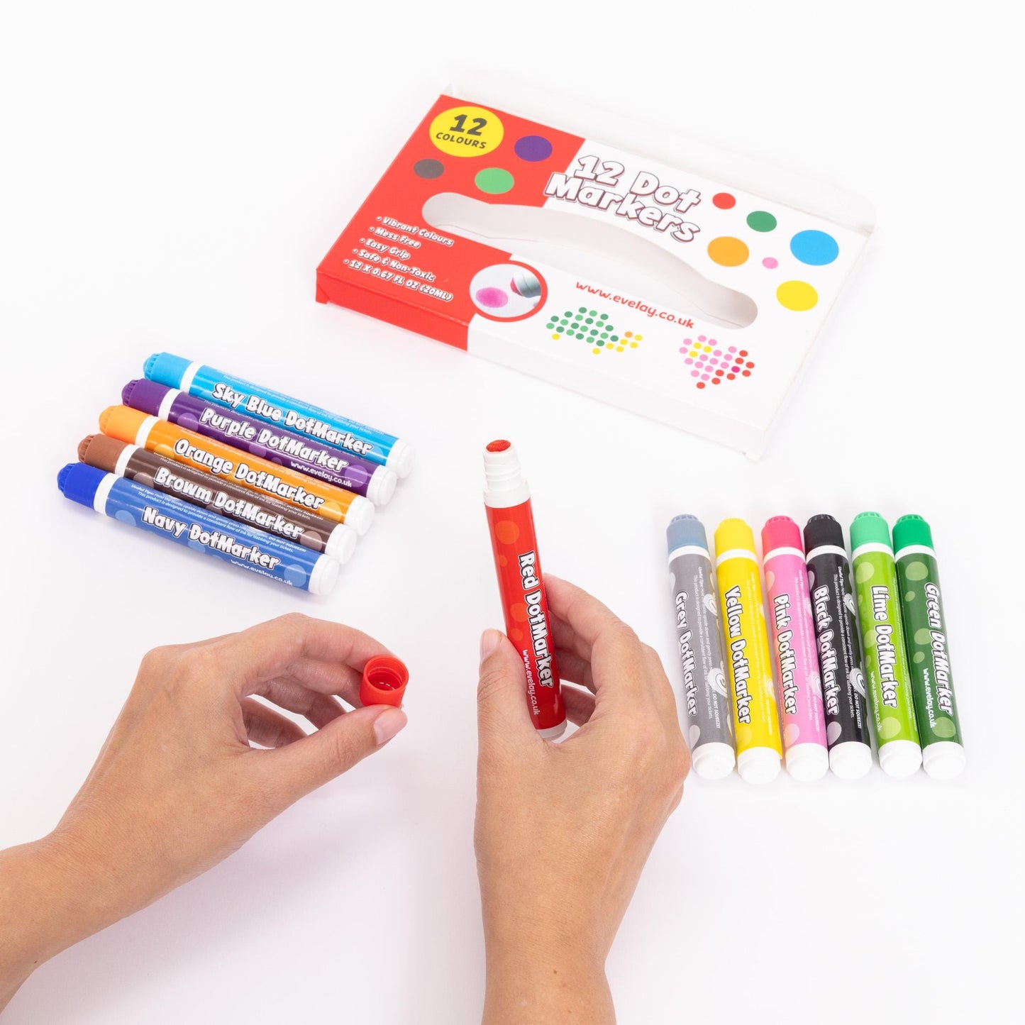 12 Dot Markers for Kids & Adults Mess Free Dabber Pens Non-Drip Dotters for Bingo Crafts Art Scrapbooking Colouring and More
