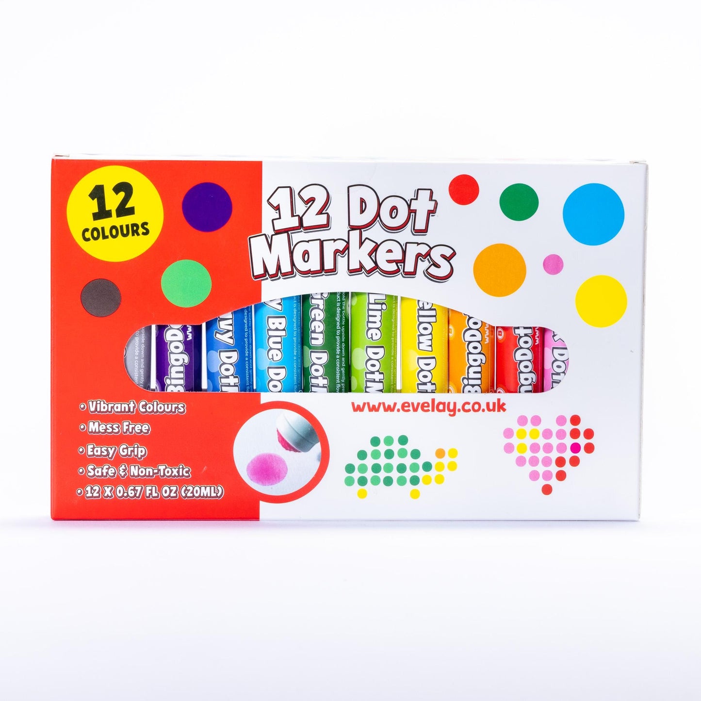 12 Dot Markers for Kids & Adults Mess Free Dabber Pens Non-Drip Dotters for Bingo Crafts Art Scrapbooking Colouring and More