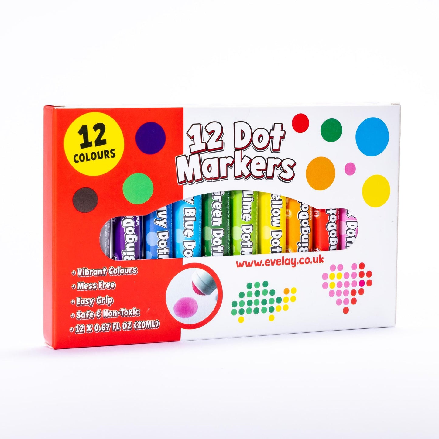 12 Dot Markers for Kids & Adults Mess Free Dabber Pens Non-Drip Dotters for Bingo Crafts Art Scrapbooking Colouring and More