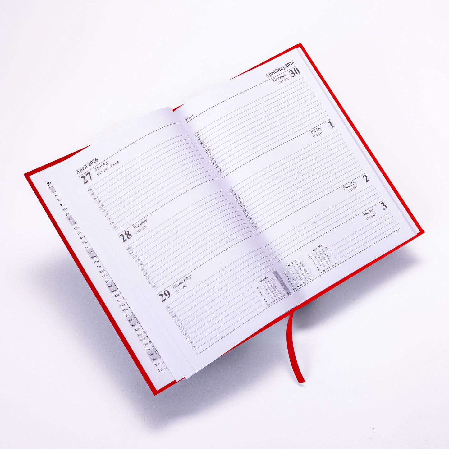2026 A5 Red Hardback Diary: Week To View Planner