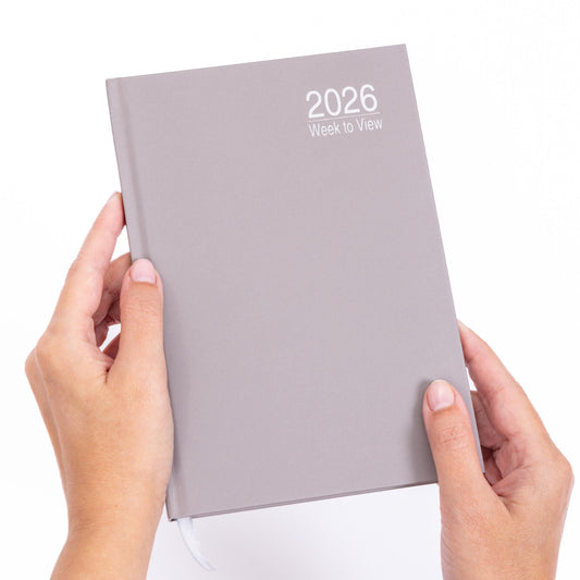2026 Diary A5 Week to view Full Year Office Year Planner Hardback Diaries grey
