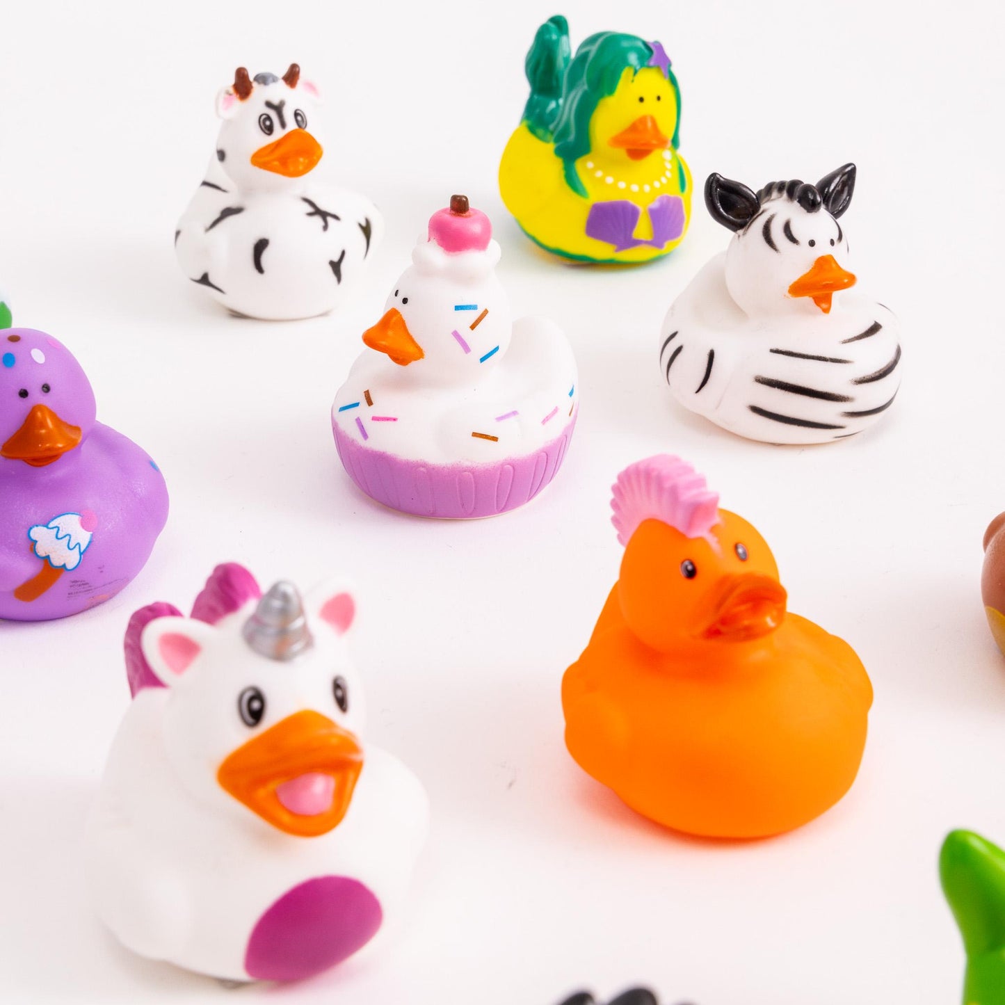 12 Rubber Ducks Character Mix Duck Animal Theme Set Bath Play Toys Fun Quaker