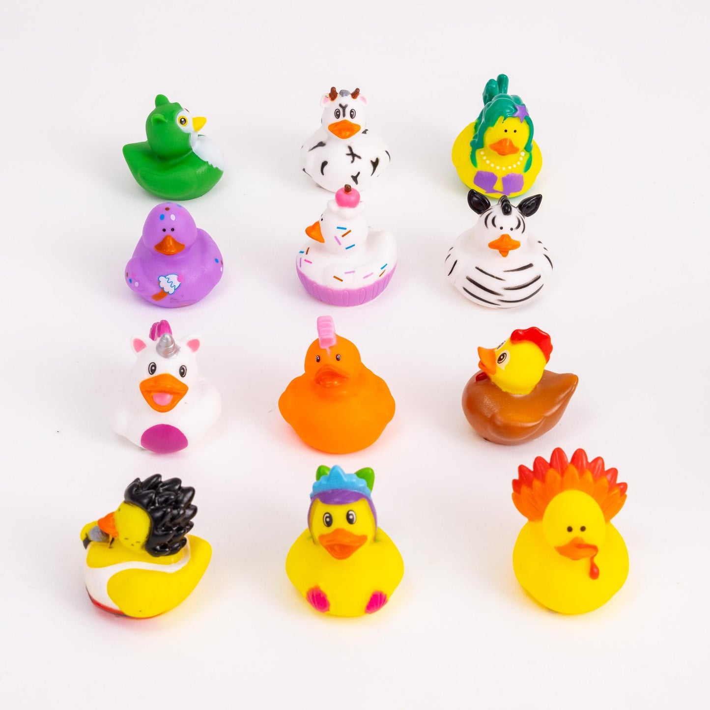 12 Rubber Ducks Character Mix Duck Animal Theme Set Bath Play Toys Fun Quaker