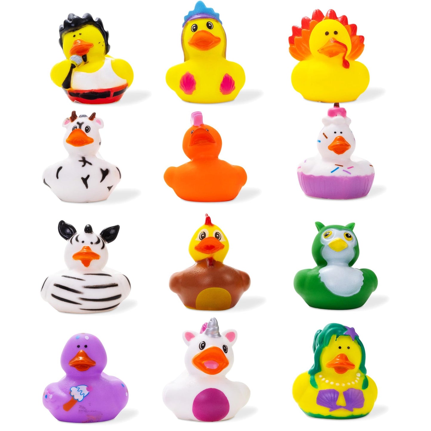 12 Rubber Ducks Character Mix Duck Animal Theme Set Bath Play Toys Fun Quaker