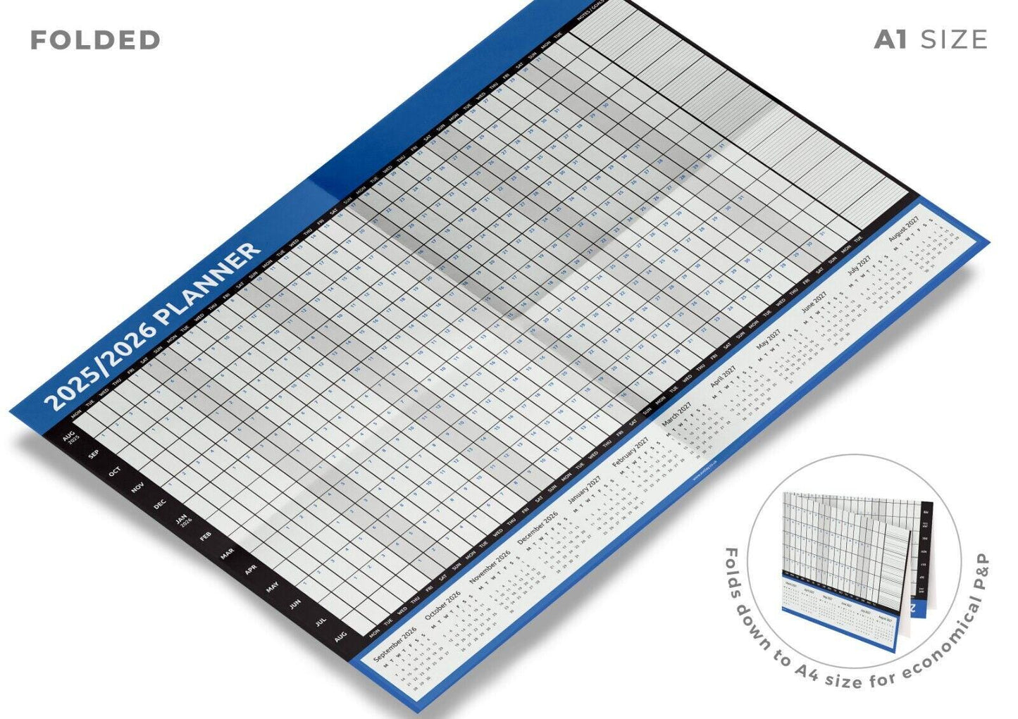 2025 - 2026 A1 Academic Mid Year Wall Planner Calendar Home Office Work School