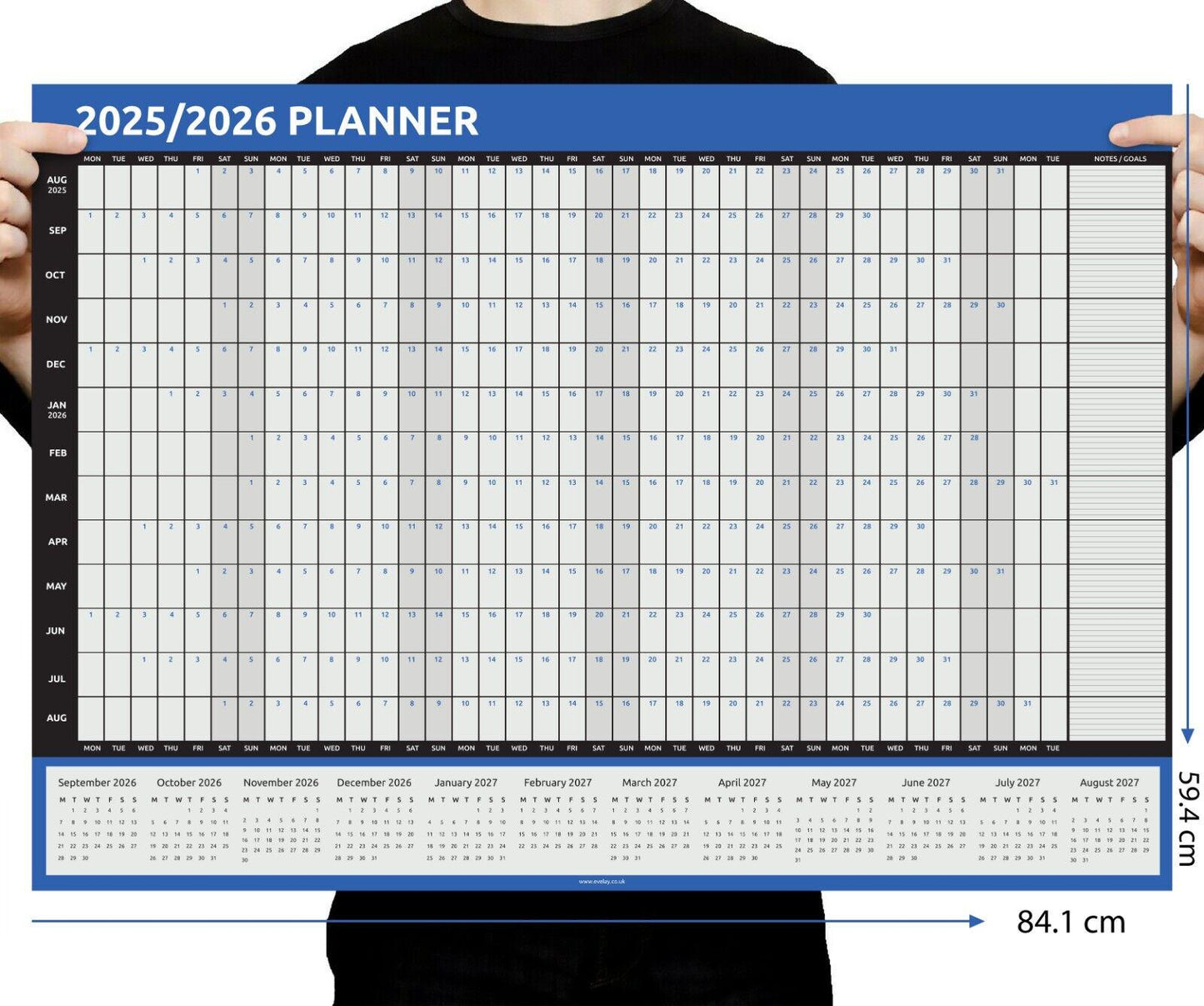 2025 - 2026 A1 Academic Mid Year Wall Planner Calendar Home Office Work School