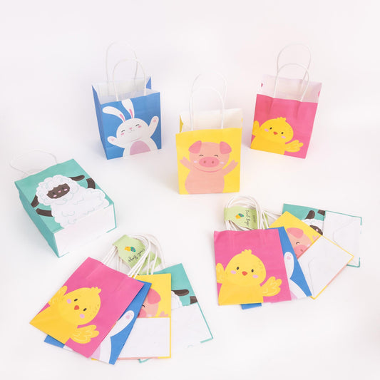 8 Easter Party Gift Bags 4 Designs Paper Treat Bag Sweet Chocolates Wrapping