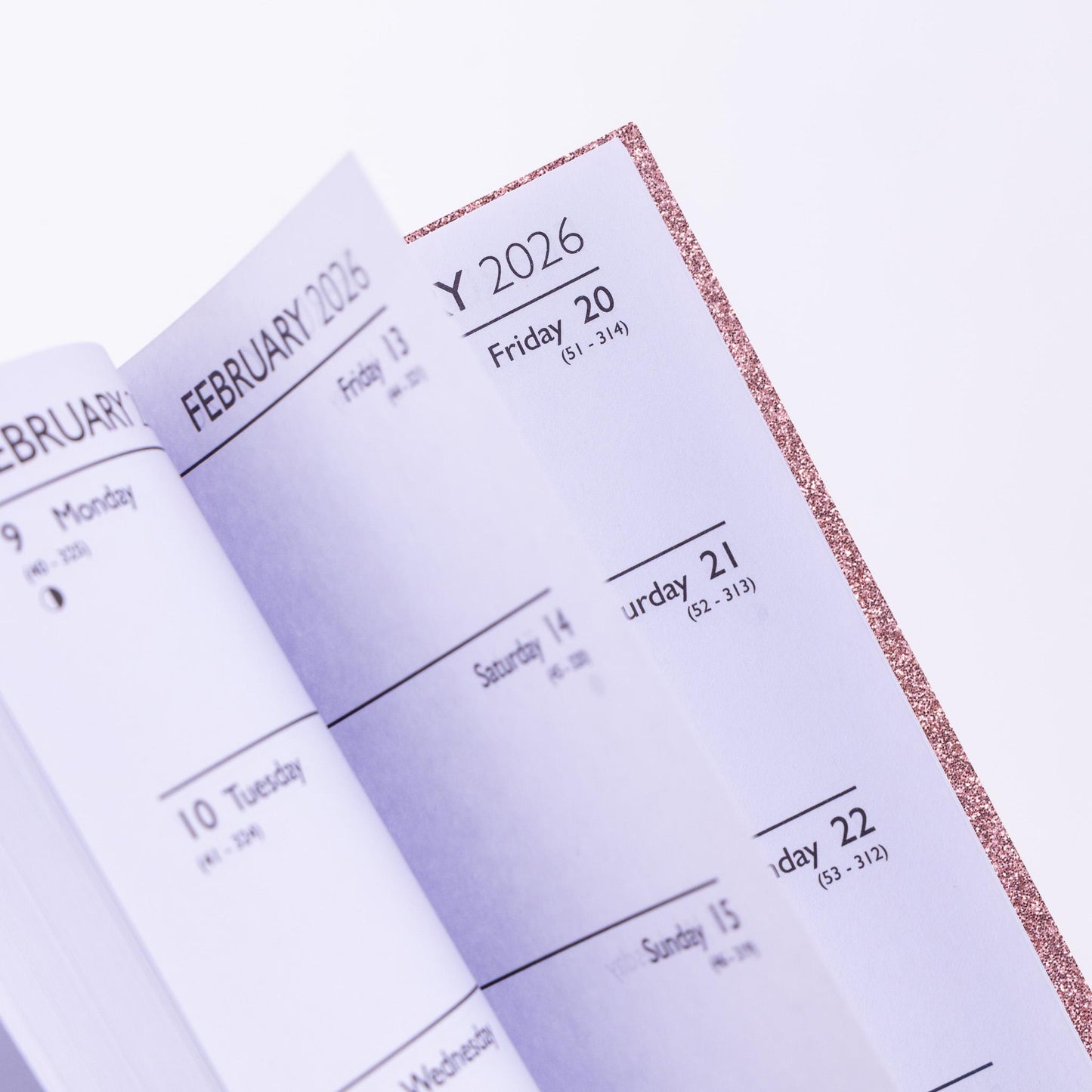 2026 Diary Slim Glitter Week to View Diaries Full Year Journal Calendar Planner rose