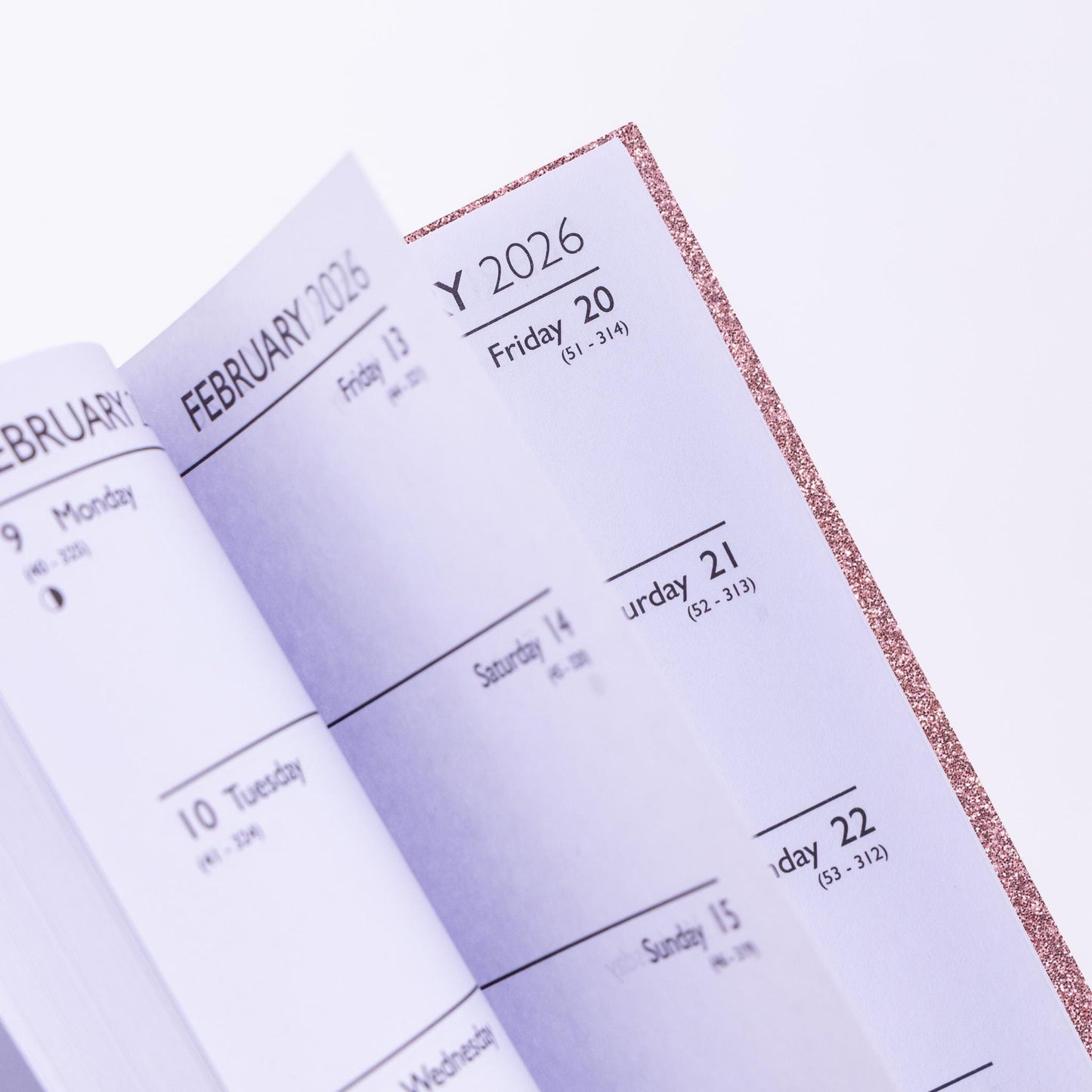 2026 Diary Slim Glitter Week to View Diaries Full Year Journal Calendar Planner rose