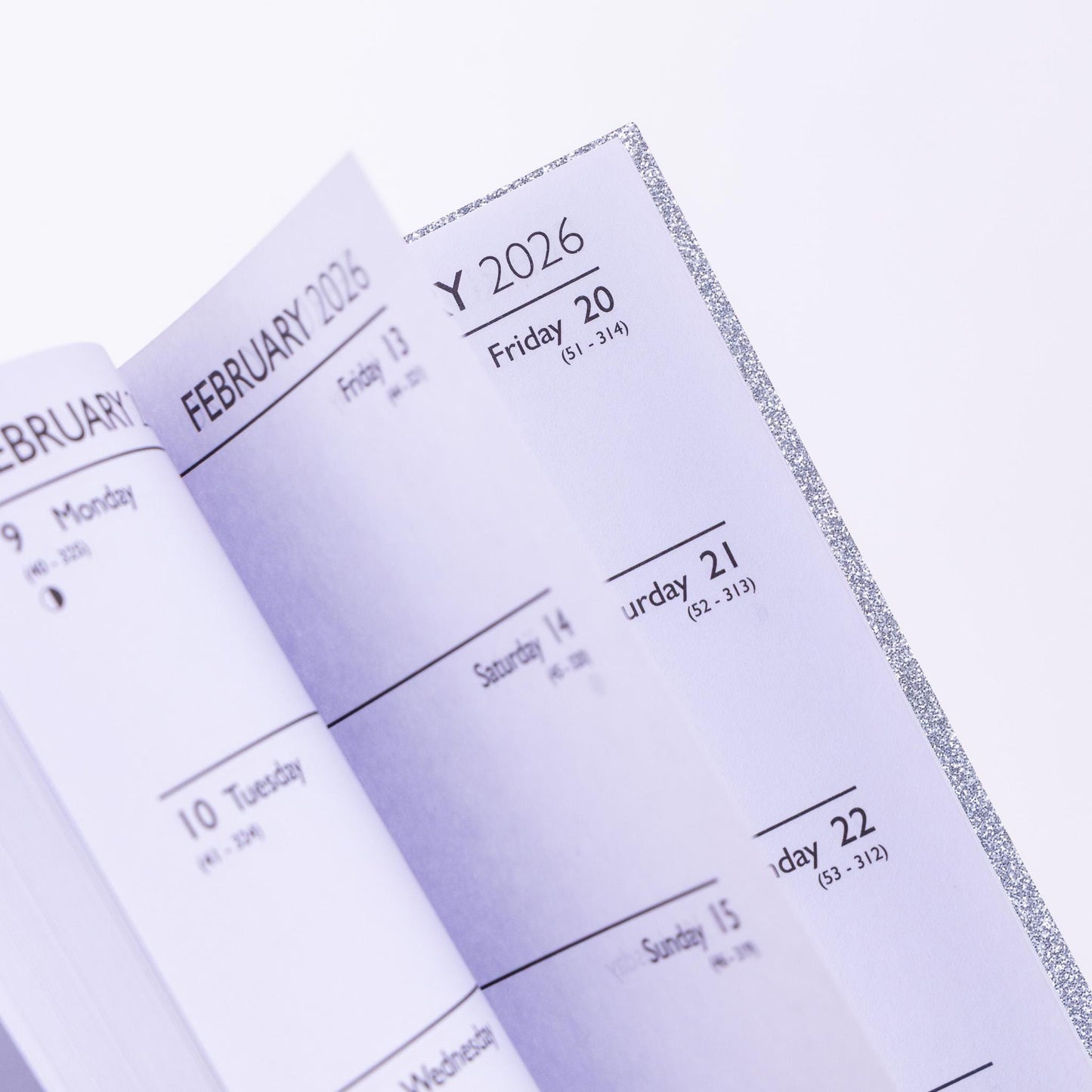 2026 Diary Slim Glitter Week to View Diaries Full Year Journal Calendar Planner silver