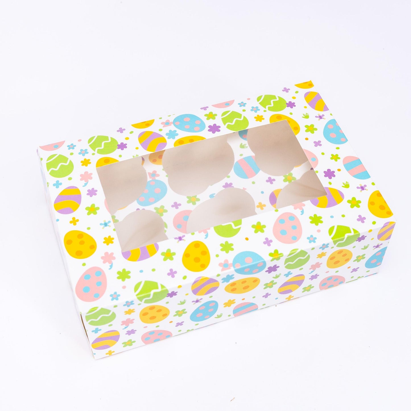 Easter Cupcake Boxes 6 Hole Muffin Treat Box With Window & Insert Multi Pack
