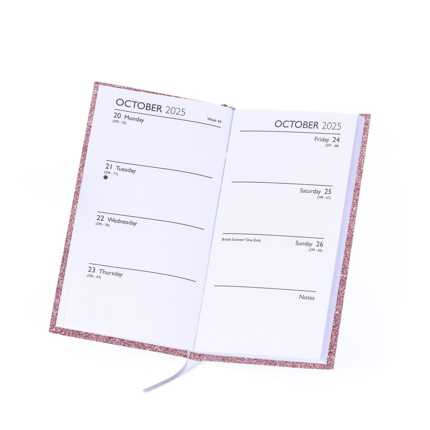 2026 Diary Slim Glitter Week to View Diaries Full Year Journal Calendar Planner rose