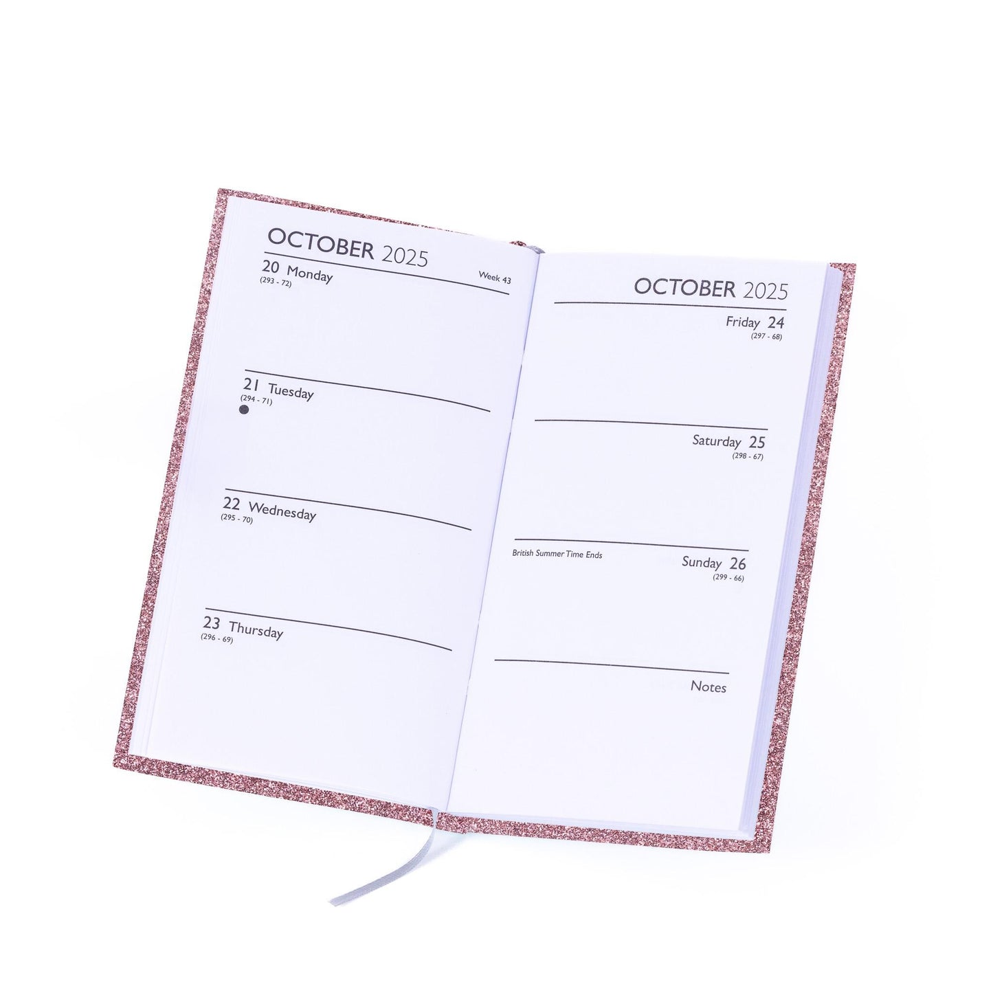 2026 Diary Slim Glitter Week to View Diaries Full Year Journal Calendar Planner rose