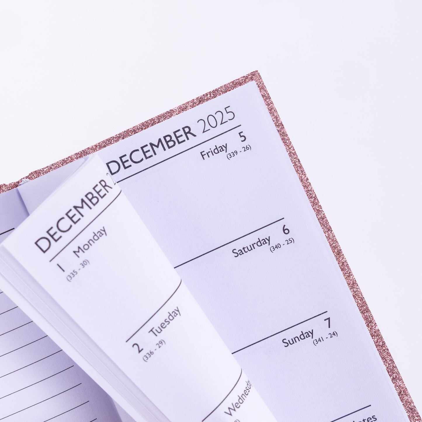 2026 Diary Slim Glitter Week to View Diaries Full Year Journal Calendar Planner rose
