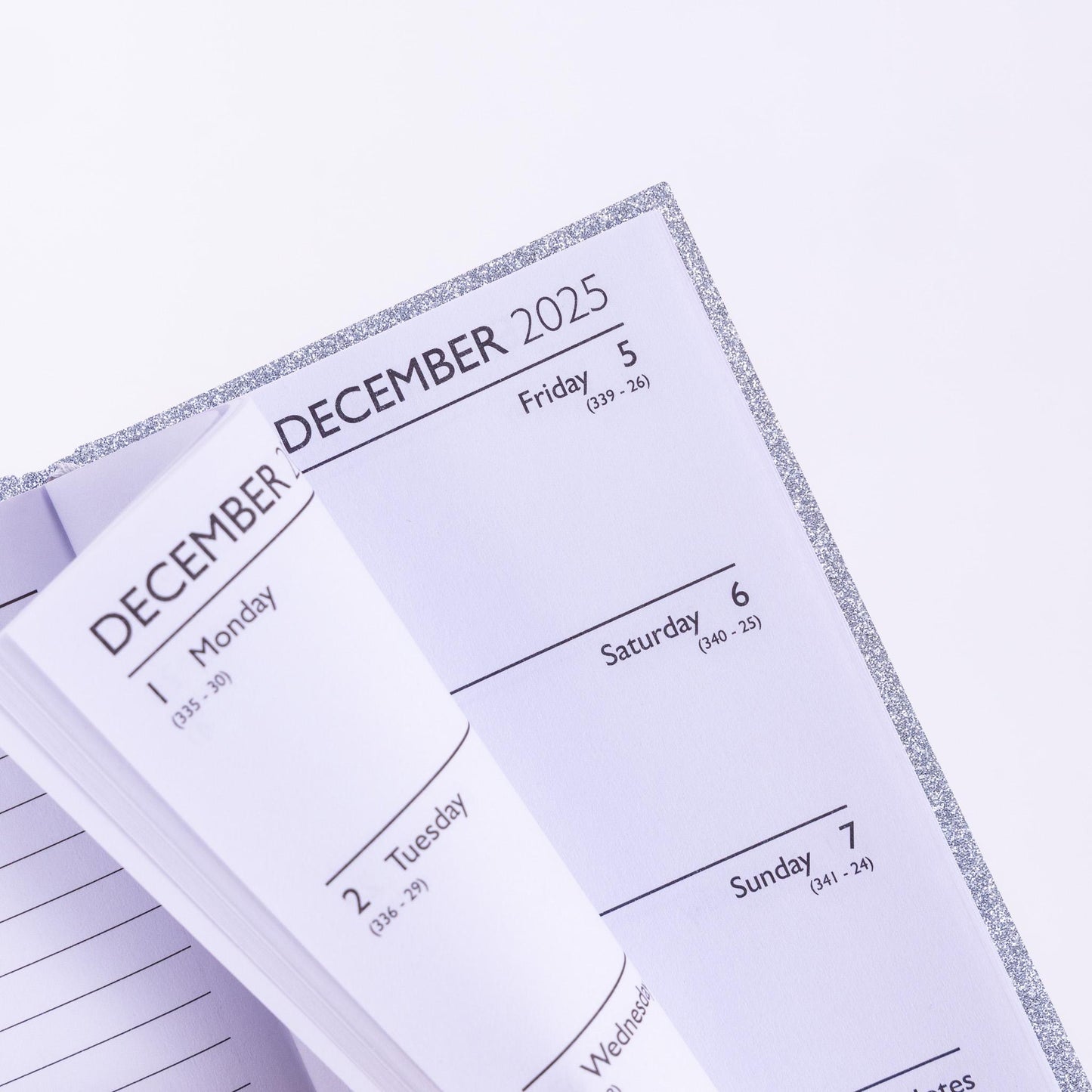 2026 Diary Slim Glitter Week to View Diaries Full Year Journal Calendar Planner silver