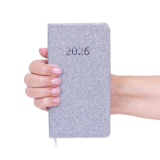 2026 Diary Slim Glitter Week to View Diaries Full Year Journal Calendar Planner silver