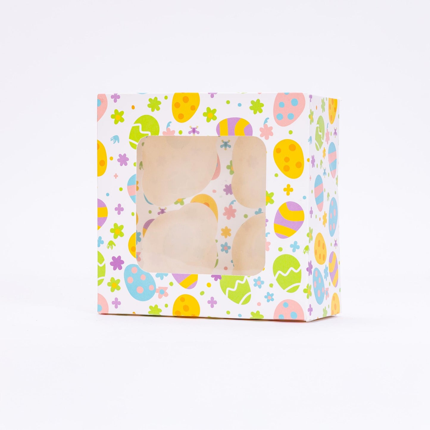 Easter Cupcake Boxes 4 Hole Muffin Treat Box With Window & Insert Multi Pack