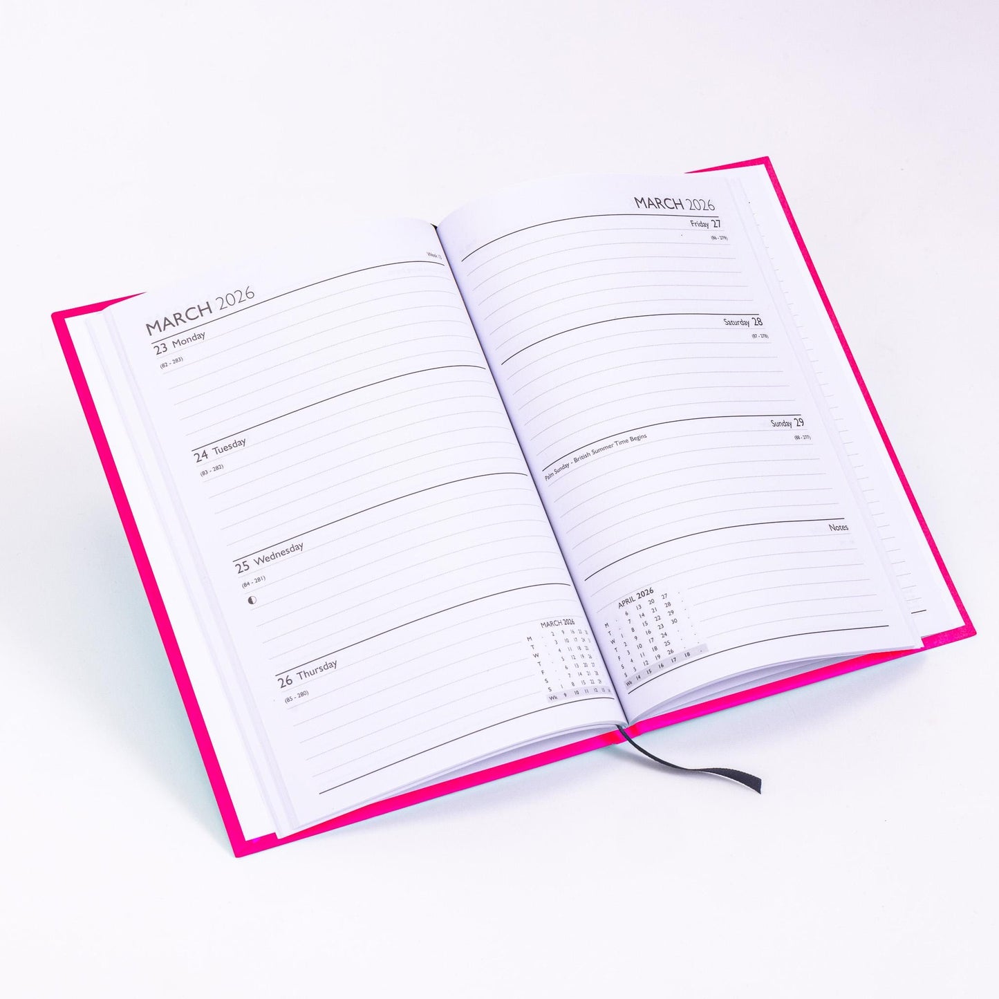 2025-2026 Academic A5 Week to view Diary School Office Year Hardback Cerise