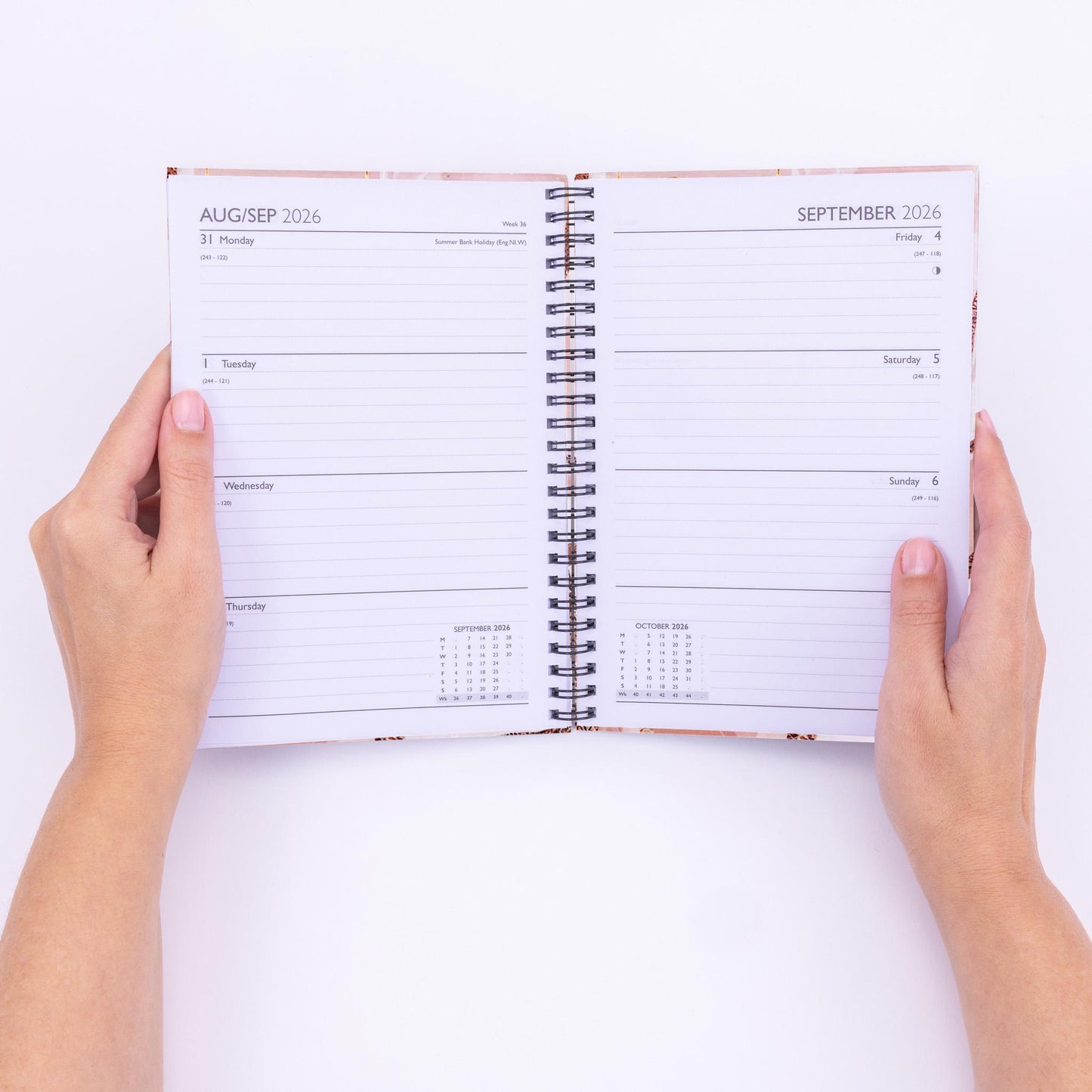 2026 A5 Week To View Diary Full Year Planner Desk Organiser Spiral Hardback Book