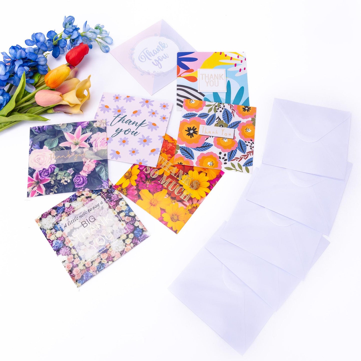 Thank You Cards: 16 Mixed Design Card Set