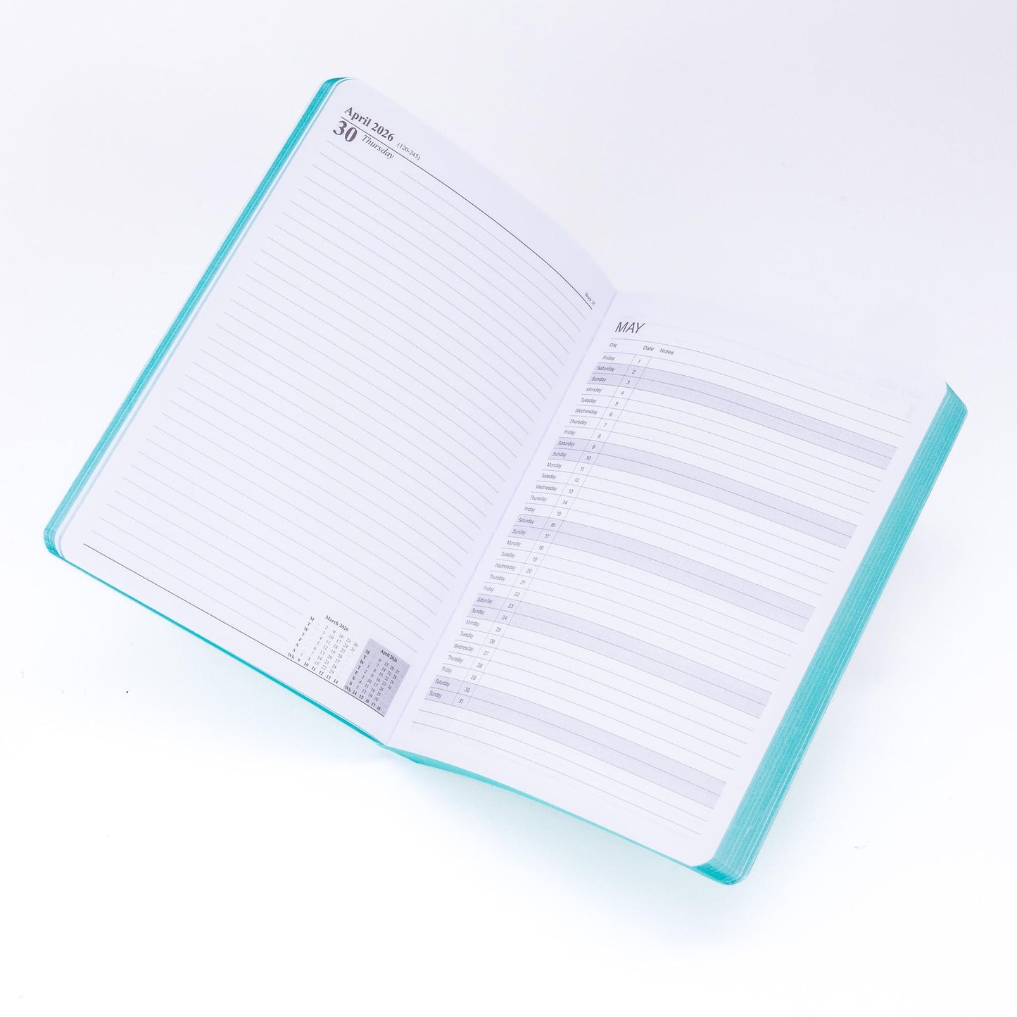 2026 A5 Daily Planner: Teal Softcover Diary with Printed Edges