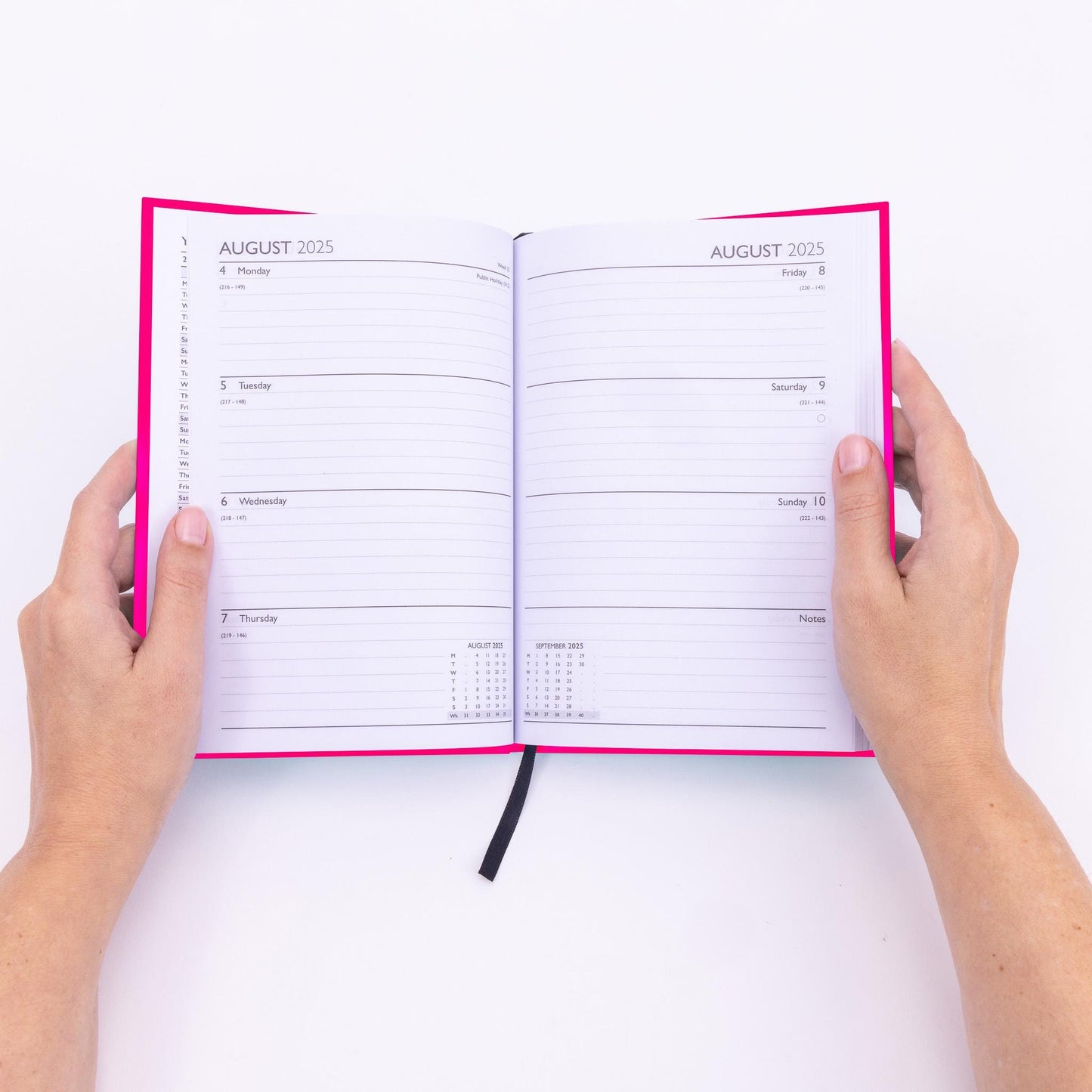 2025-2026 Academic A5 Week to view Diary School Office Year Hardback Cerise