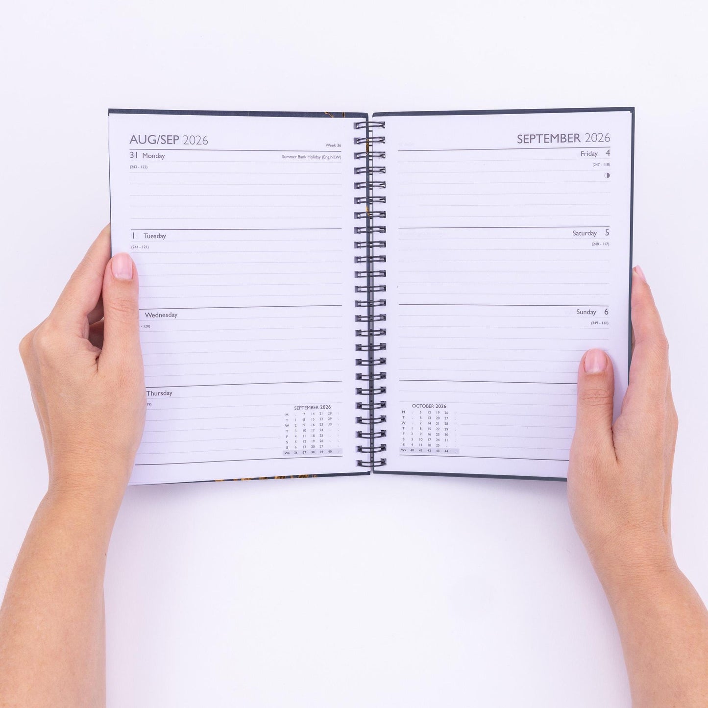 2026 A5 Week To View Diary Full Year Planner Desk Organiser Spiral Hardback Book