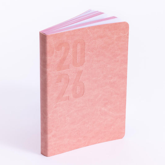 2026 A5 Daily Planner: Soft Pink Cover, Printed Edges