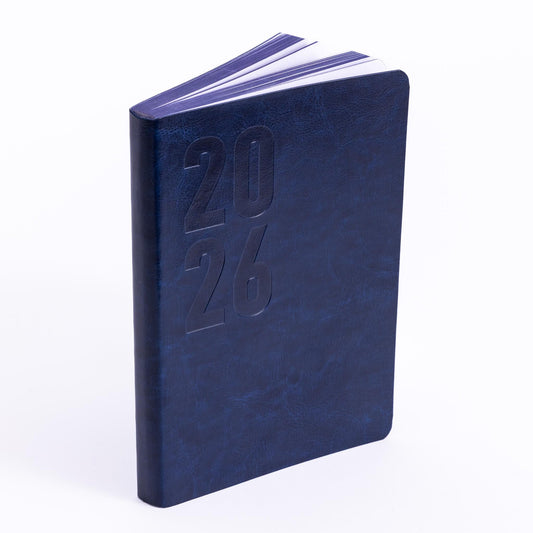 2026 A5 Page-a-Day Diary: Navy Softcover Planner with Printed Edges