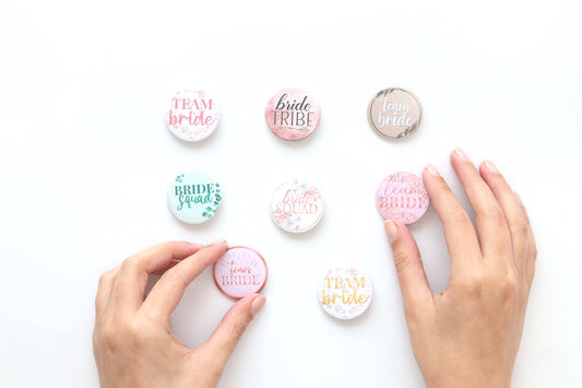 8 Team Bride Squad Tribe Hen Party Badges Pink Night Do Accessories Bag Fillers