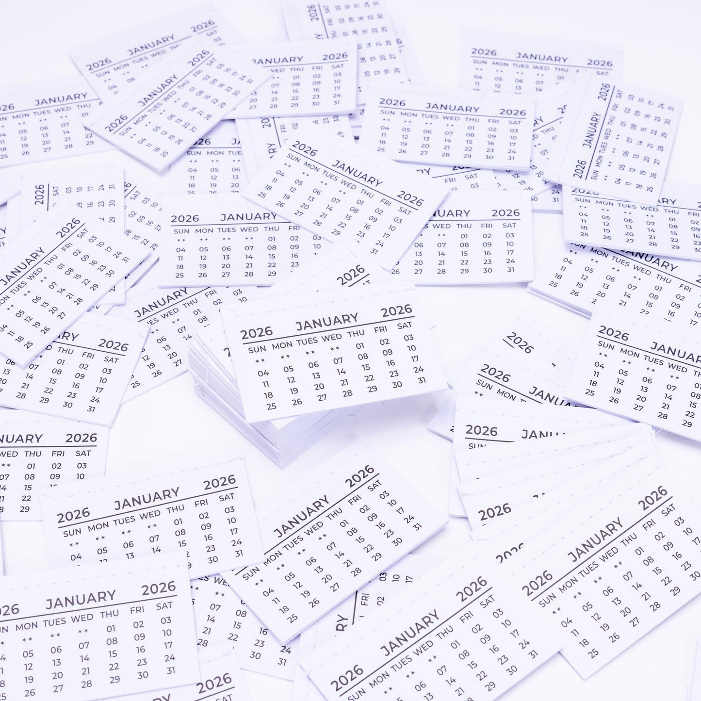 2025 Mini Calendar Tabs: Tear-Off Month View (75mm x 46mm)