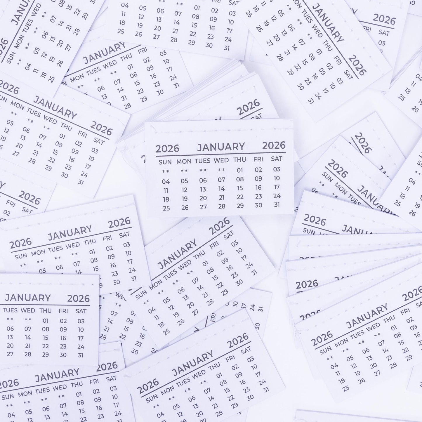 2025 Mini Calendar Tabs: Tear-Off Month View (75mm x 46mm)