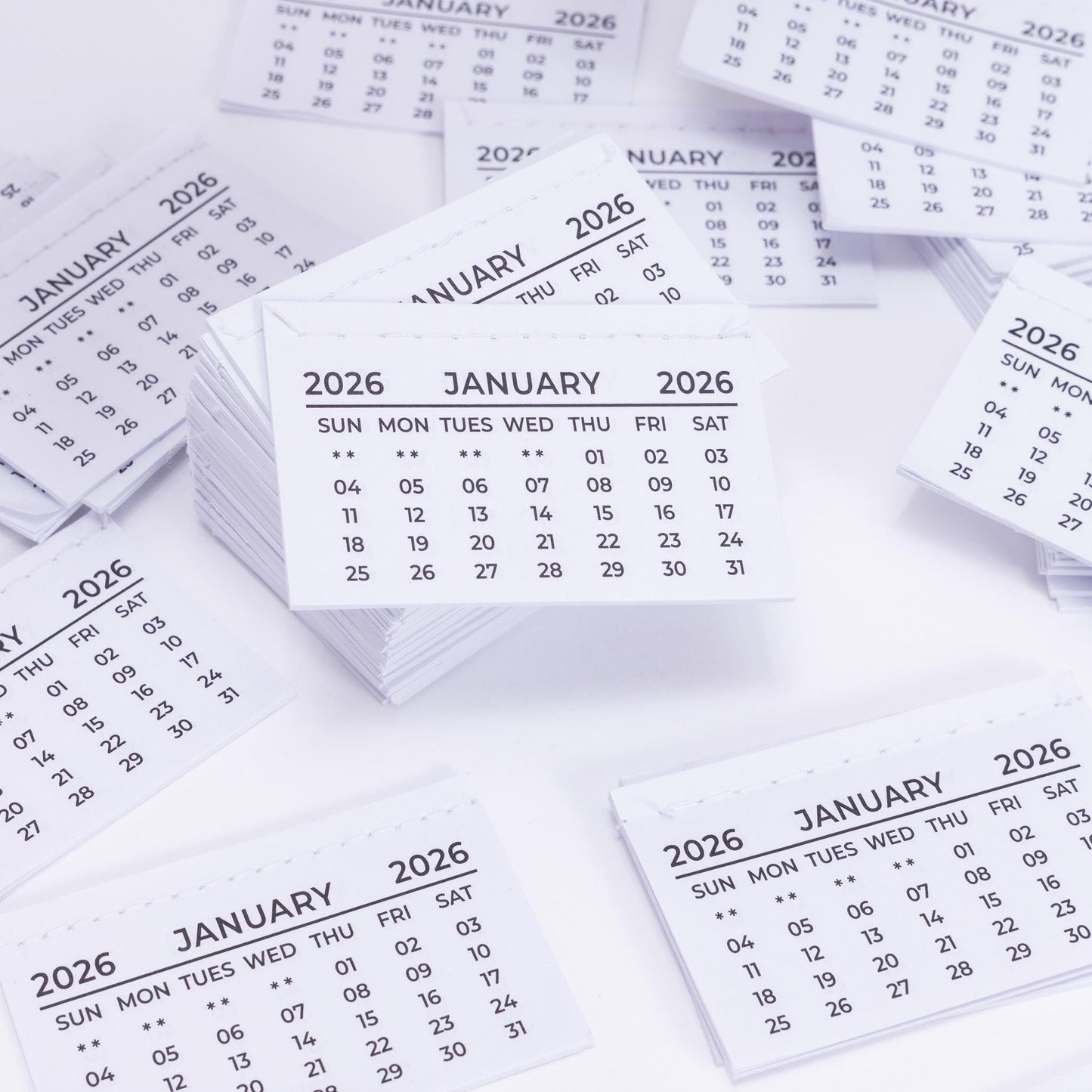 2025 Mini Calendar Tabs: Tear-Off Month View (75mm x 46mm)
