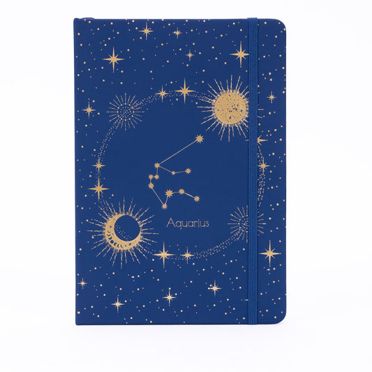 Zodiac Notebook: A5 Lined Journal with Gold Foil Cover