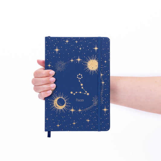 Pisces Zodiac Notebook: A5 Lined Journal with Gold Foil