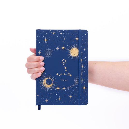 Pisces Zodiac Notebook: A5 Lined Journal with Gold Foil