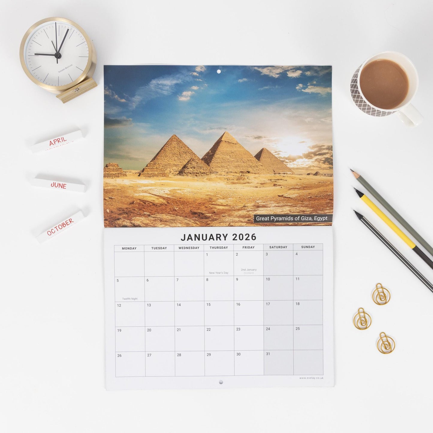 2026 World Wonders Calendar Wall Monthly Planner Family Home Organiser
