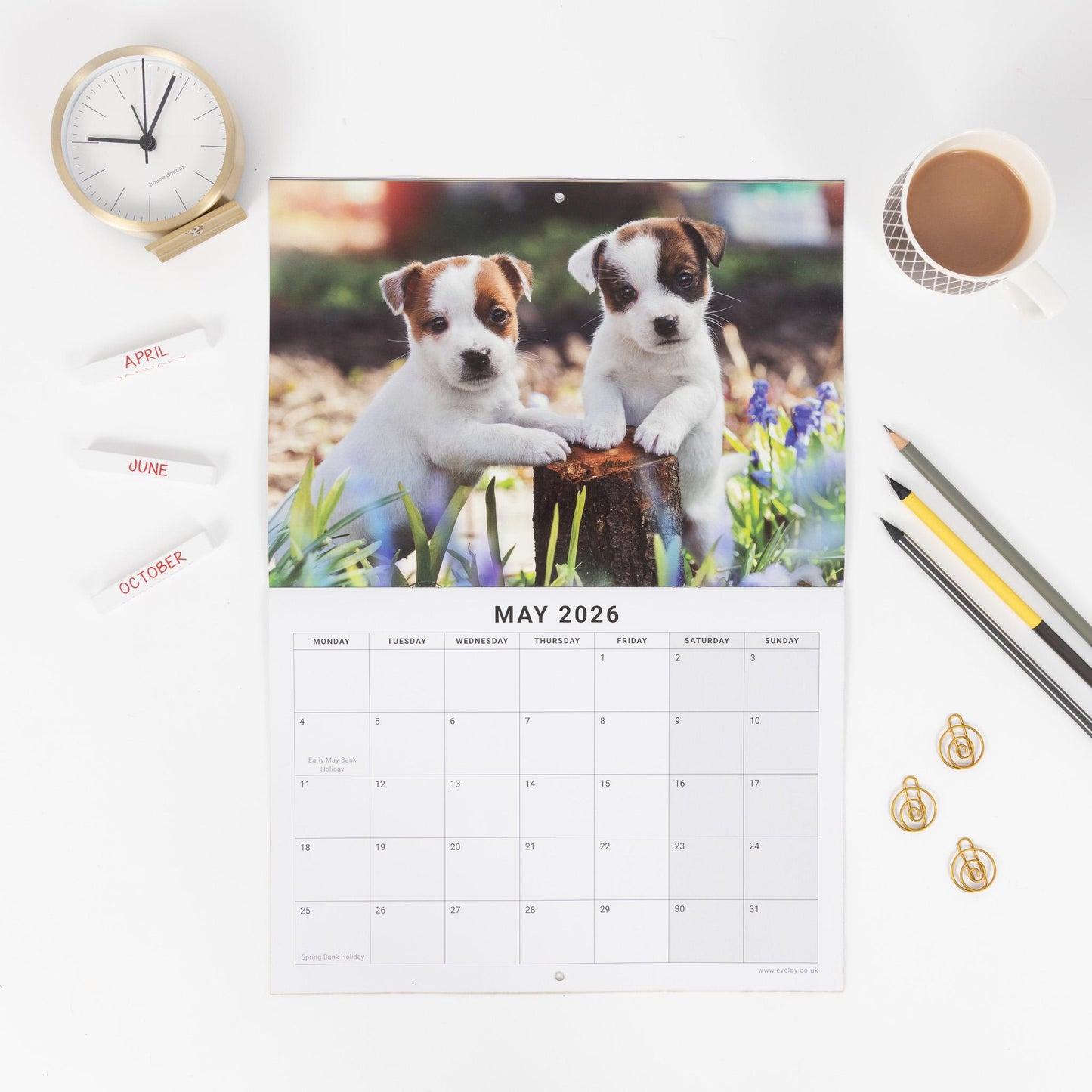 2026 Puppies Dogs Calendar Wall Monthly Planner Family Home Organiser