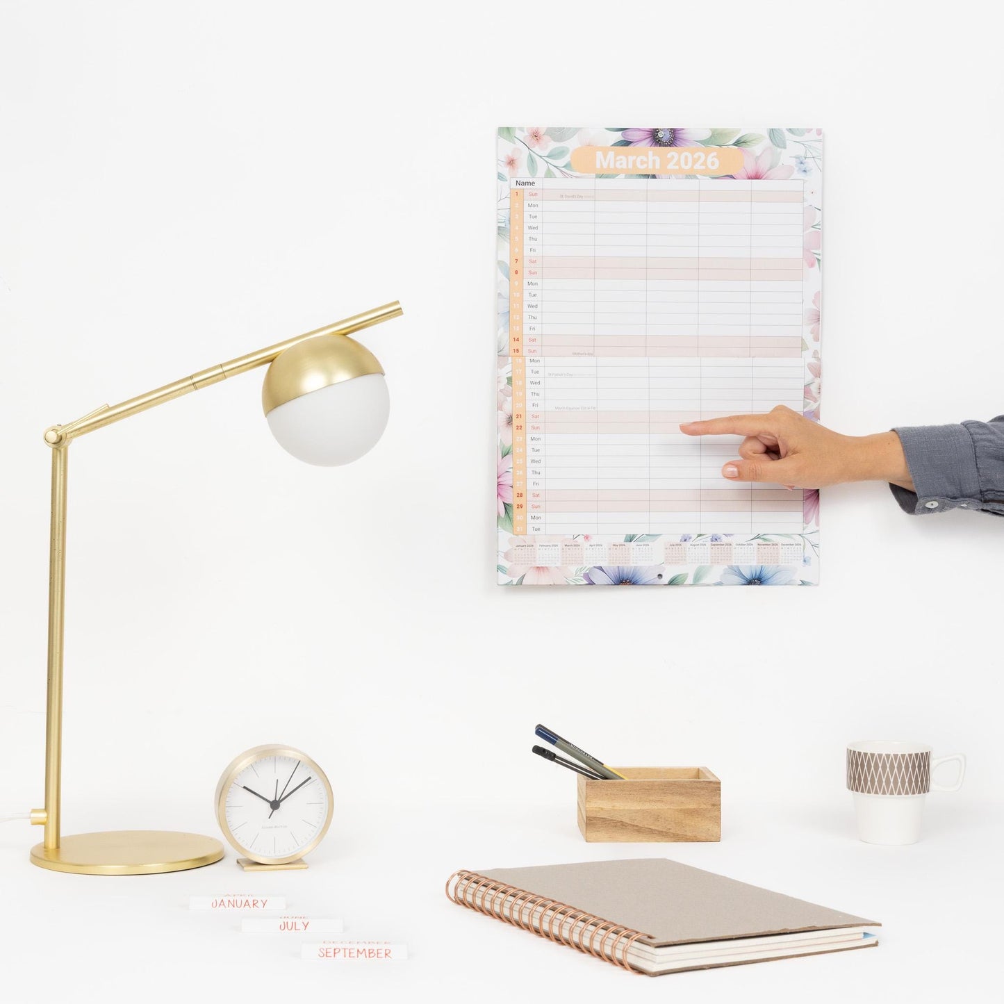 2026 Calendar Wall Monthly Planner Staff Rota Family Organiser 5 Columns