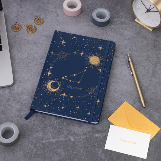 Capricorn Zodiac Notebook: A5 Lined Journal with Gold Foil