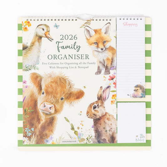 2026 Family Planner 5 Column Calendar Wall Organiser Shopping List & Notepad