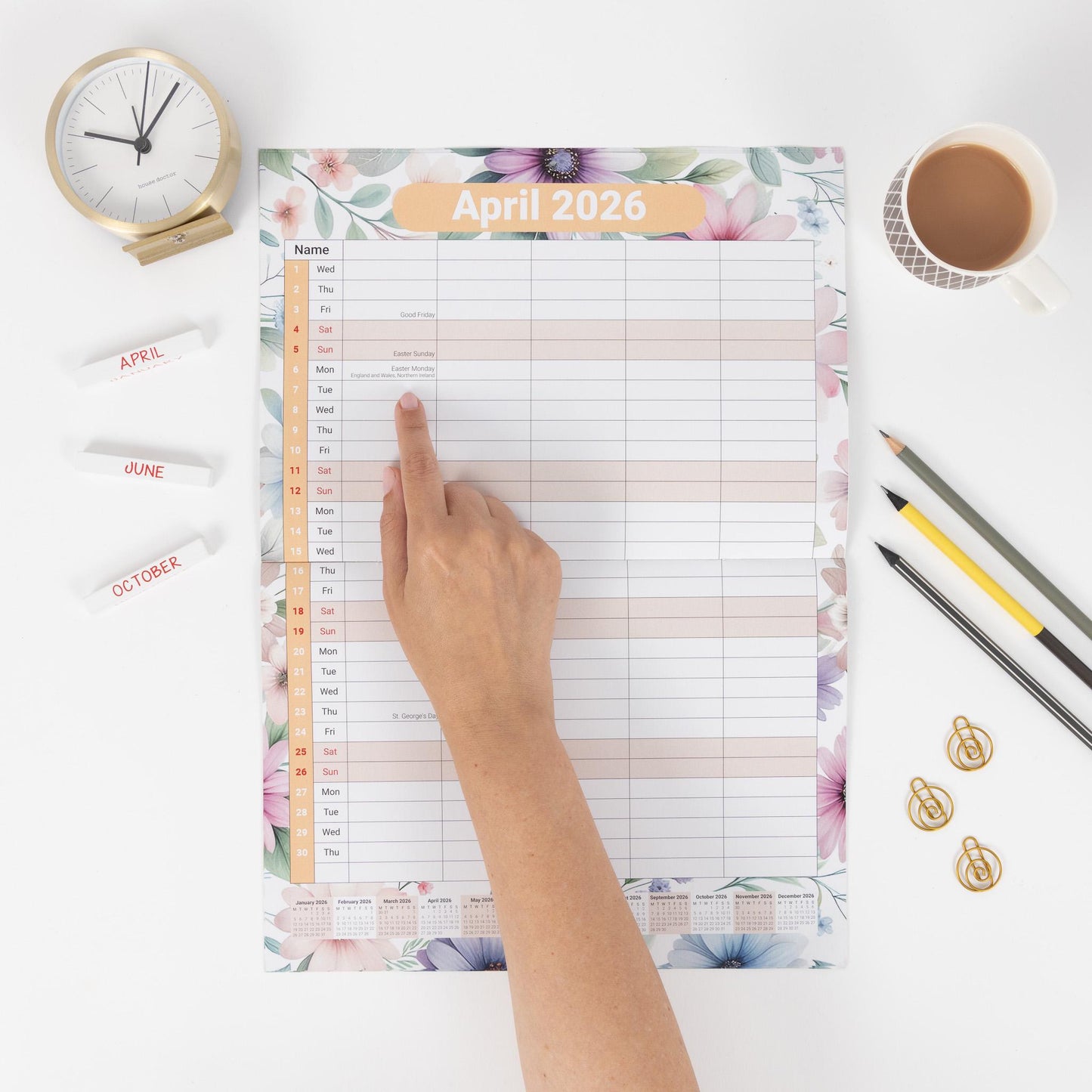 2026 Family Planner Calendar: A3 Wall Organizer, 5 Columns