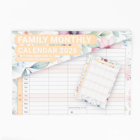 2026 Family Planner Calendar: A3 Wall Organizer, 5 Columns