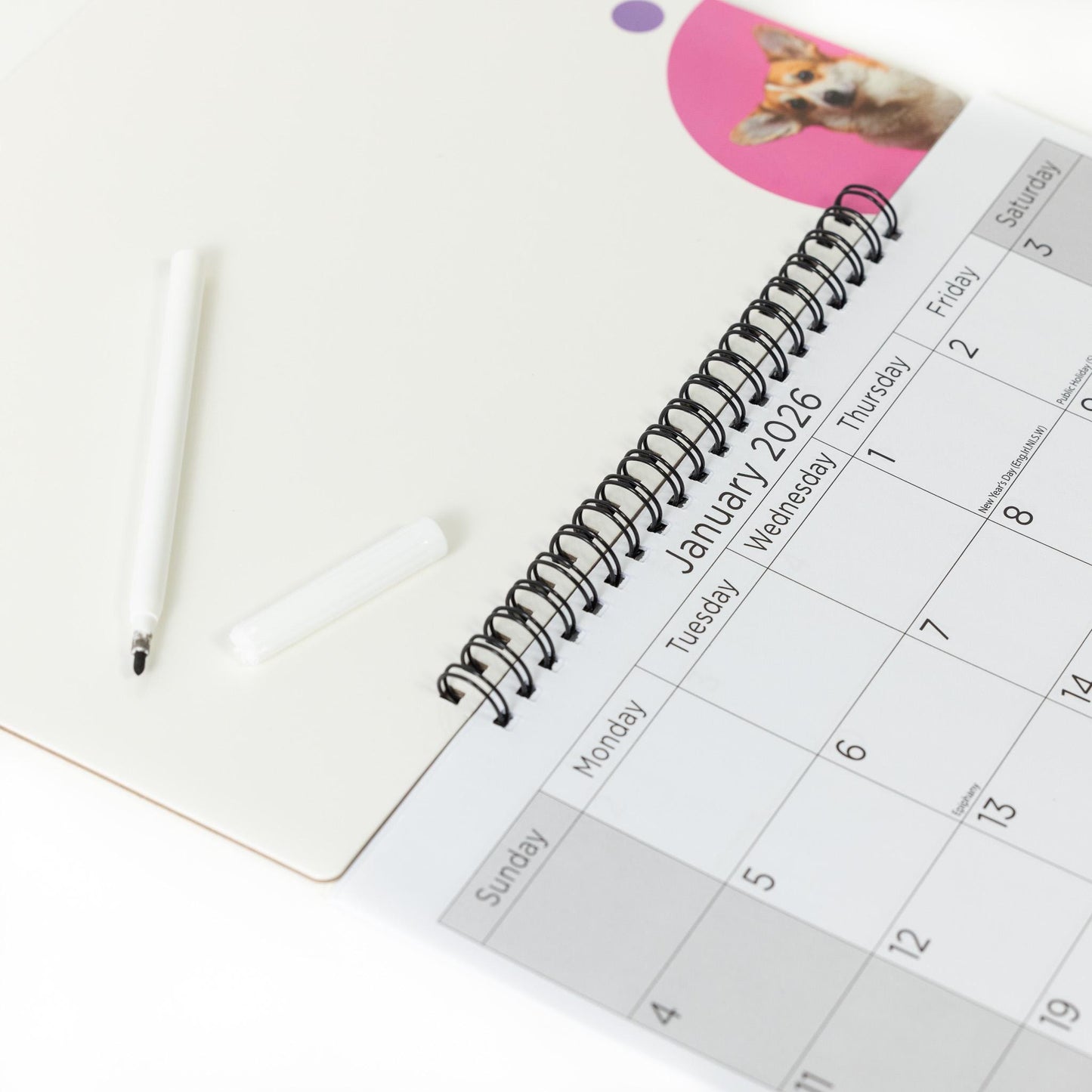 2026 puppy Monthly Memo Board Wall Calendar Family Organiser White Board & Pen