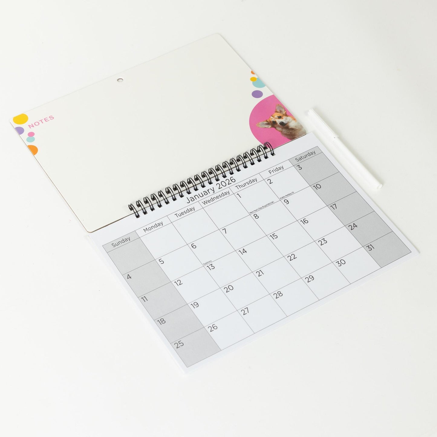 2026 puppy Monthly Memo Board Wall Calendar Family Organiser White Board & Pen