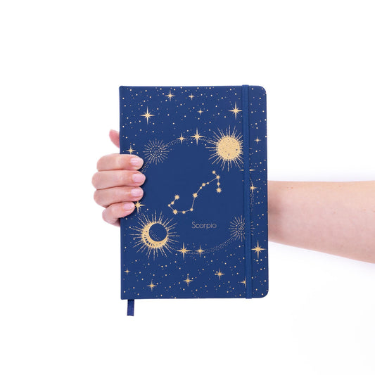 Scorpio Zodiac Notebook: A5 Gold Foil Journal, Faux Leather Hardback