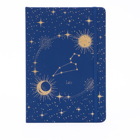 Leo Zodiac Notebook: A5 Gold Foil Journal - Faux Leather Hardback