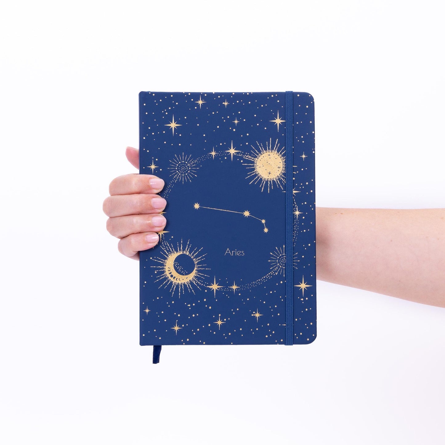 Aries Zodiac Notebook: Gold Foil Faux Leather Journal