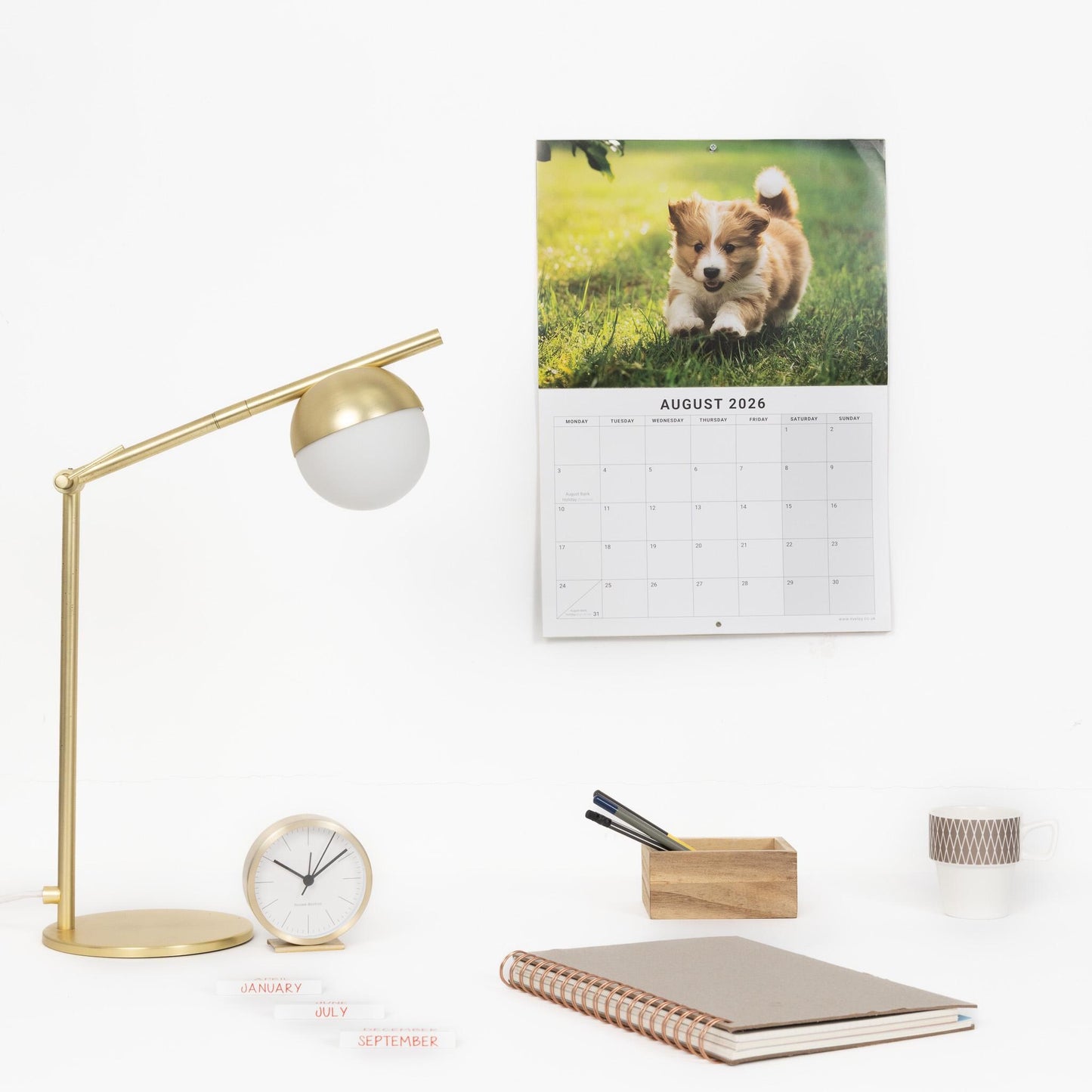 2026 Puppies Dogs Calendar Wall Monthly Planner Family Home Organiser