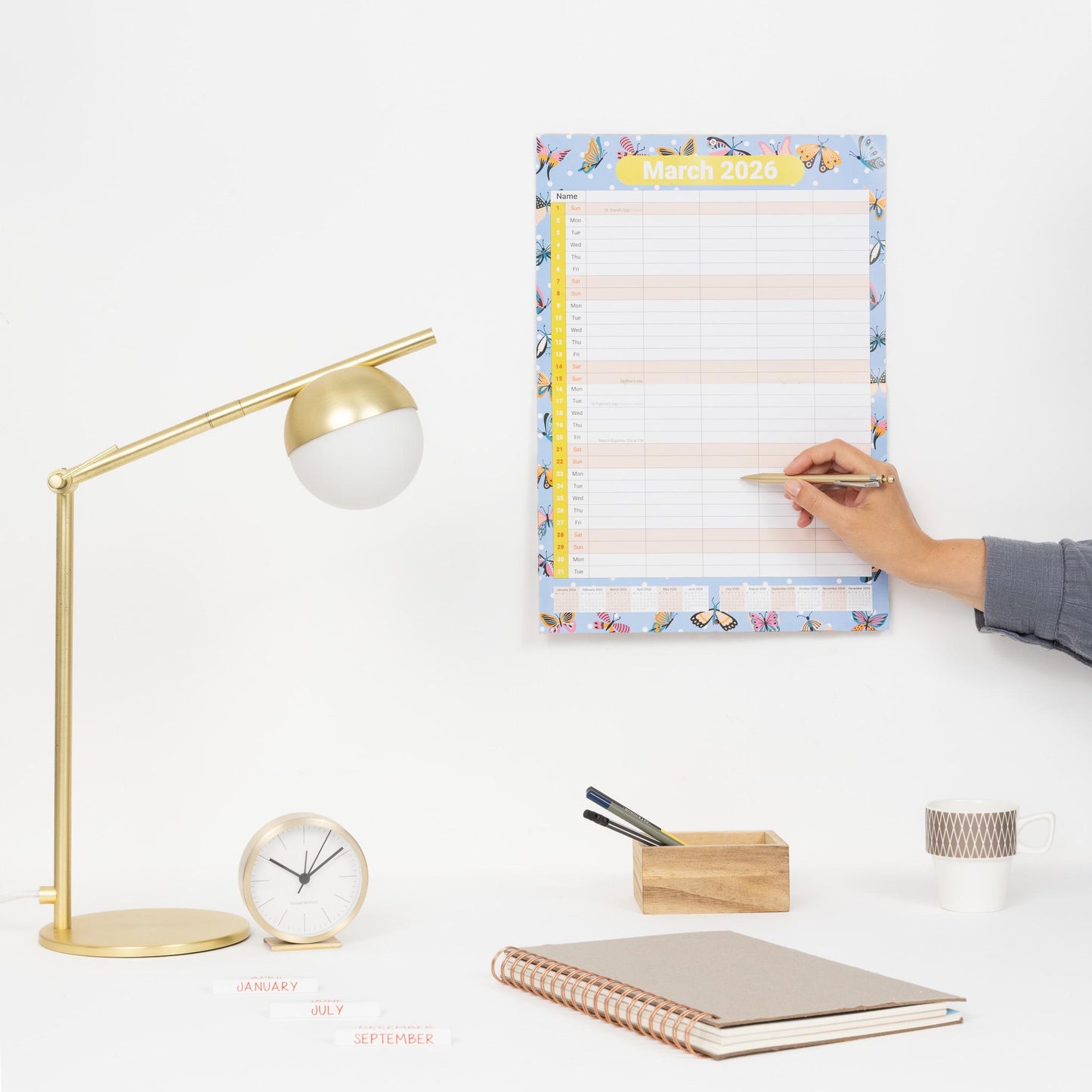 2026 Calendar Wall Monthly Planner Staff Rota Family Organiser 5 Columns